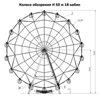 Колесо обозрения Н 50 м 18 кабин