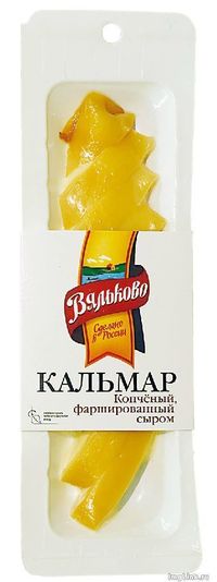 Кальмар копчёный фаршированный сыром