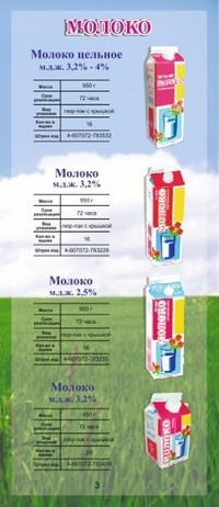 Молоко коровье фасованное